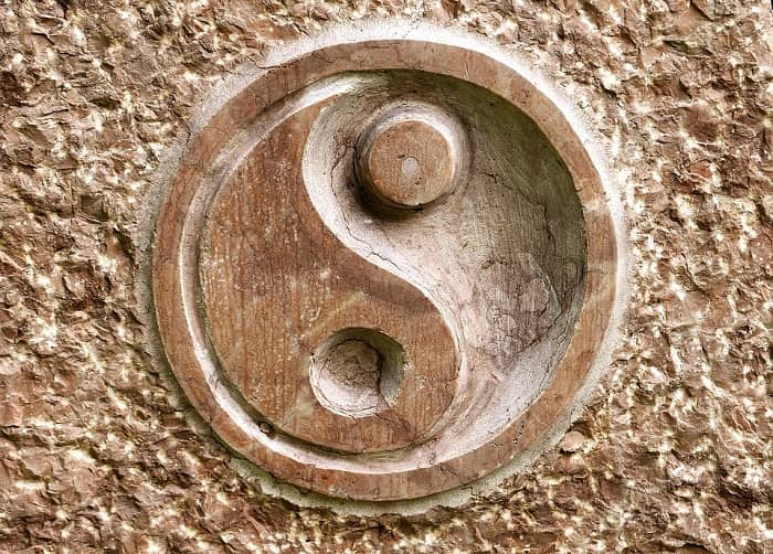 Feng Shui yin yang wooden carving