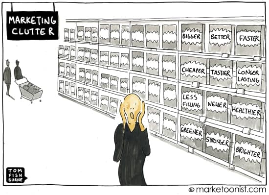 Marketing Clutter cartoon min - How Clutter Affects You and (Maybe) Your Home’s Feng Shui