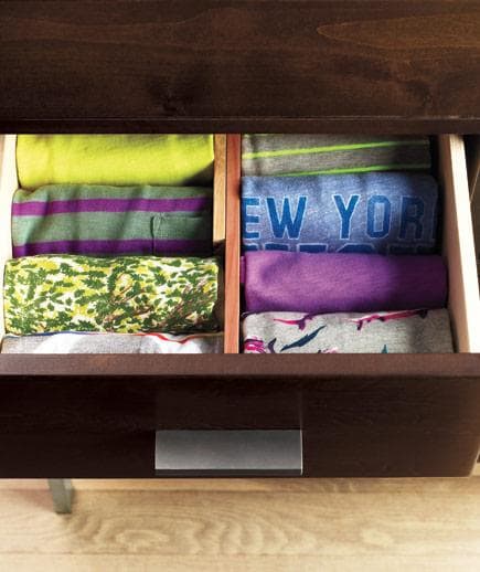 tshirts rolled drawer gal - 19 Easy Decluttering Tips to Improve Feng Shui and Your Life